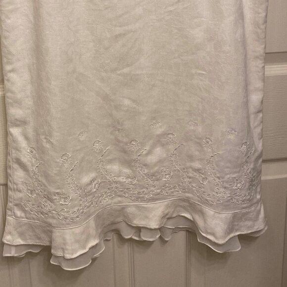 Plaza South Linen Cotton Boho Embordered Ruffle Hem Women Skirt Size 12 - Picture 3 of 10